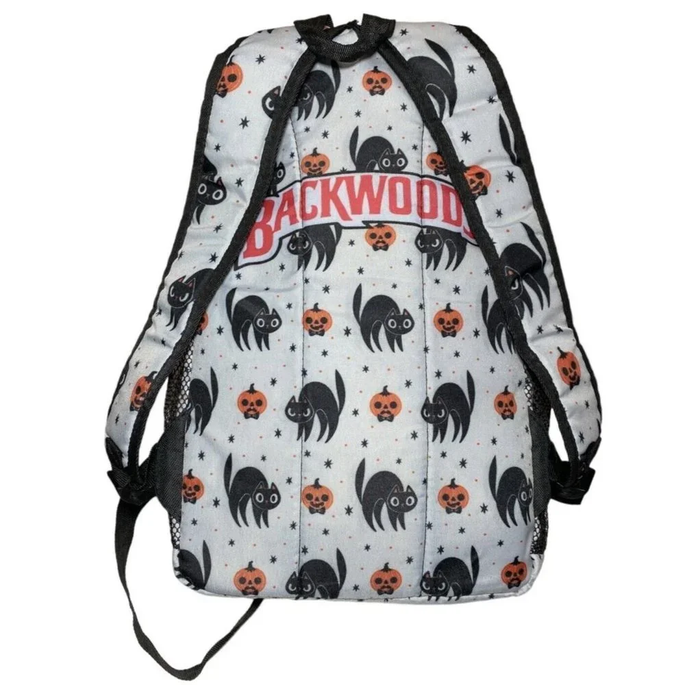 Backwoods Halloween Backpack Bag Black‎ Cat Pumpkin Jack O Lantern Bookbag
